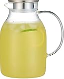 68 Ounces Glass Pitcher with Lid, Water Jug for Hot/Cold Water, Ice Tea and Juice Beverage