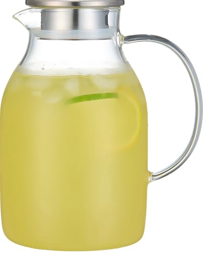 Karafu 68 Oz/2 Liter Glass Pitcher with Lid, Heat Resistant Water Jug for Hot/Cold Water, Ice tea...