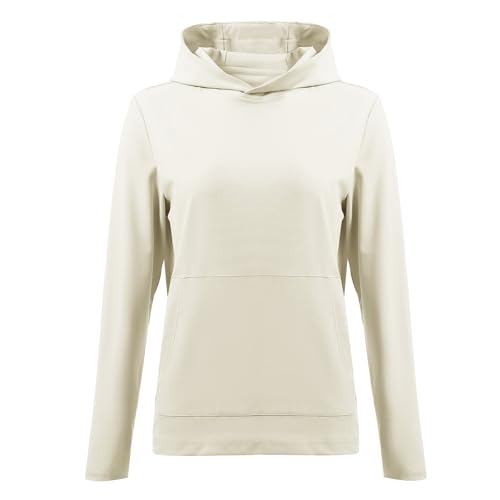 M MAELREG Womens Sweatshirts Outdoor Hiking Workout Performance Hooded Sport Casual Fall Golf Hoodies for Women Cream