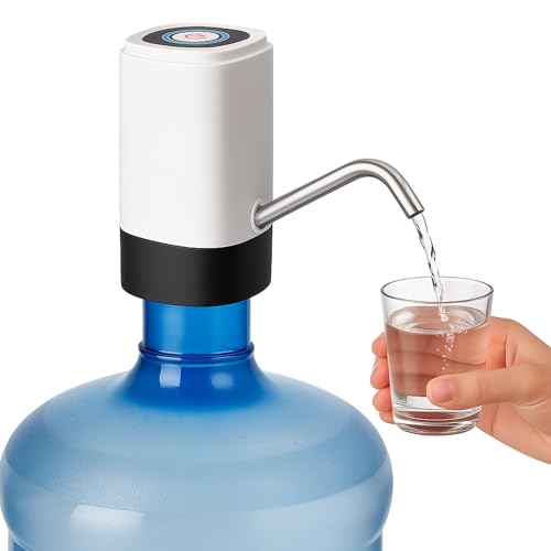 Bomba de Água Elétrica Portátil para Galão, Dispensador Automático Universal 5L/10L/20L, PREMIUM (Branco)