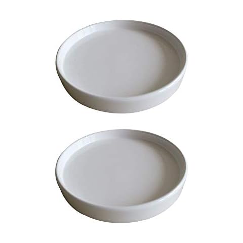 Sersberg 6.1 Inch Round Ceramic Plant Saucer for Succulent Planter Set of 2,White Cover