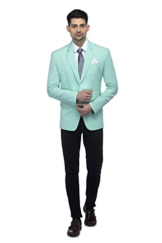 Image of FAVOROSKI Designer Men's Slim Fit Notched Lapel Single Breasted Solid Blazer (Light Green, 3XL)