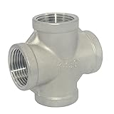 Megairon 1' NPT Female Thread 4 Way Coupling,Cross,Stainless Steel 304 Cast Pipe Fitting