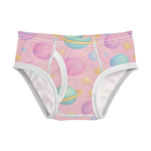 CHIFIGNO Briefs for Boys Pastel Planets Stars Pink Cotton Boys' Underwear Breathable Soft Underwear Briefs