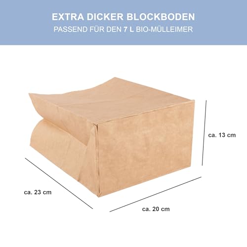 ZURAS® - 100 Stück Papiermülltüten 7l Biomüllbeutel für Biotonne aus Papier nassfeste & reißfeste Papiertüten