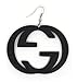 Teri's Boutique Double G Letter Wooden Wood Fashion Jewelry Women Dangle Earrings (Black)