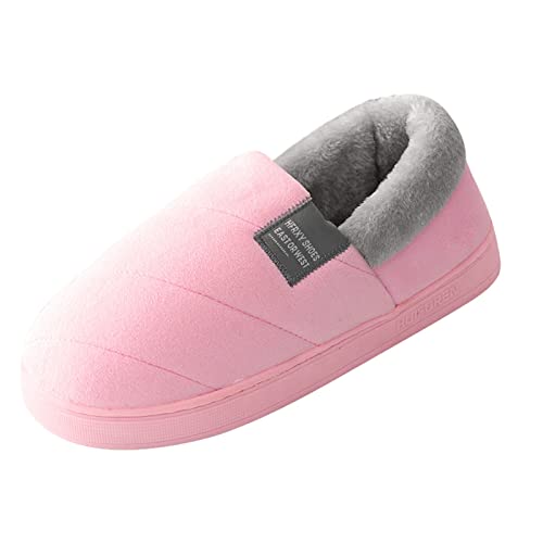 Slippers Winter Fuzzy for Girls Women Couples Women Slip On Furry Plush Flat Home Winter Round Toe Keep Warm Solid Color Slippers Shoes Indoor House Shoes- Men (Pink-c, 8)