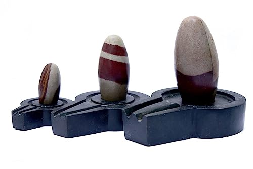 Image of PANDIT NM SHRIMALI Narmadeshwar Shivling with Jaldhari Stand for Shiv Pooja Energized Natural Narmada Stone with Jaldhara (Jaldhari: 6 inch, Narmadeshwara: 4 inch, Multicolour), Lord Shiva