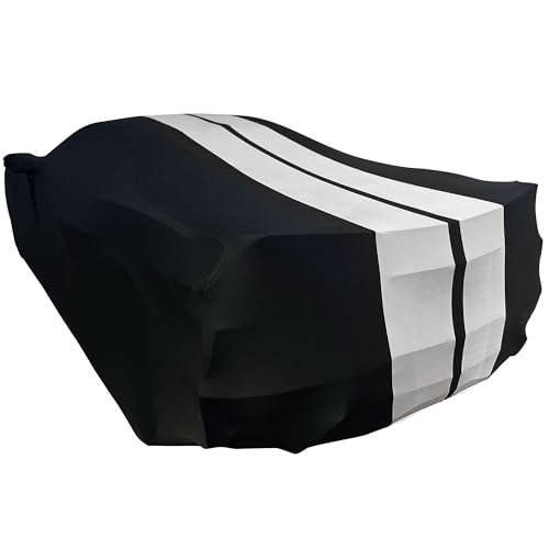 Image of SR1 Performance USA Audi R8 Car Cover Indoor Custom Fit 2008-2023 Ultraguard Stretch Satin - Soft Luxury Dustproof Garage Storage Cover for Audi R8 Coupe & Spyder (Black with Gray Stripes)