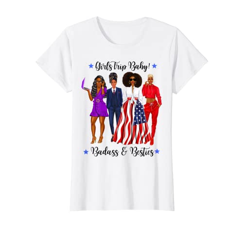 Mujer Black Besties Friends Girls Trip, viaje por carretera, vacaciones Camiseta