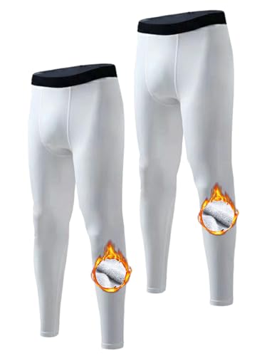 Valcatch 2 Pack Mens Thermal Compression Pants Fleece Base Layer Sports Tights Athletic Leggings Cold Weather Gear Underwear