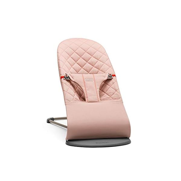 BabyBjörn Babywippe Bliss, Dunkelgrauer Rahmen, Baumwolle, Klassische Steppung, Altrosa