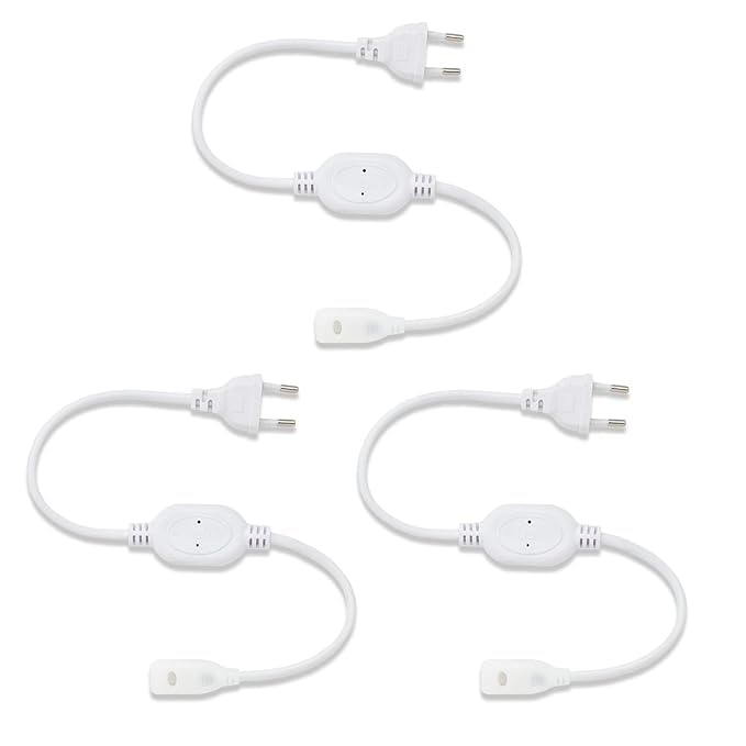 220V AC PIN Connector/Adaptor/Cable for LED (SMD 2835-120 LED/Mtr.) Rope Light (White) (Pack of 3)-image-13