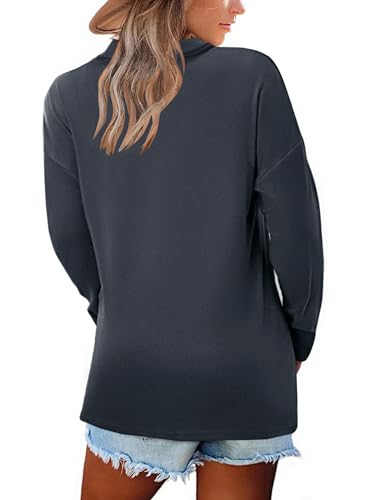 Image of Women's Long Sleeve Tops Fall Shawl Neck Tunic Tops for Leggings Casual Blouse Sweatshirt