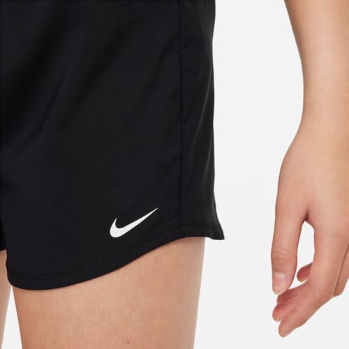 Nike Girls' One Dri-Fit High-Waisted Woven Training Shorts, Black/White