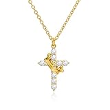 Cicy Bell Pendant Necklace For Women 18K Gold Plated Crown Cross Cubic Zirconia Trendy Necklace Faith Cross Jewelry Gift