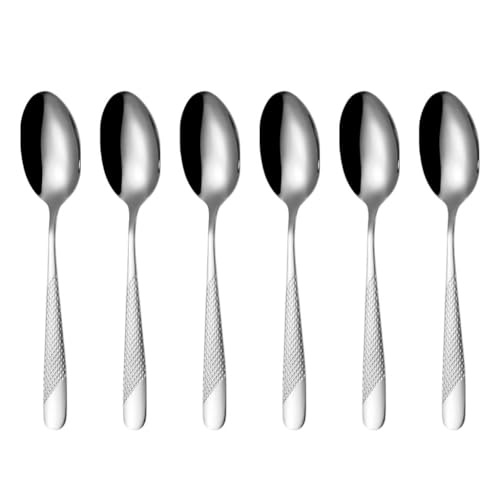 Image of Teaspoon Flatware Set, Premium Food Grade Stainless Steel Tea Spoons, Durable Small Scoop, Cutlery for Kitchen Dessert Spoon Set, Mirror Finish & Dishwasher Safe (6 Pcs Small Spoon, Silver)