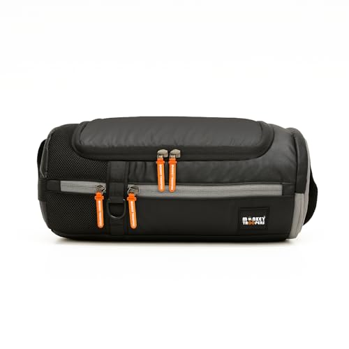 Image of MONKEY TROOPERS Pumppack Unisex Duffle Bag 16L | Polyester, Black | Water-Resistant, Shoe Compartment, 2 Quick Zipper Pockets, Inner Organizer, Gym /Travel Use Dual Handles with Detachable Strap
