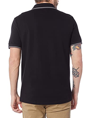 Camisa polo piquet regular listra gola e mangas, Hering, Masculino, Preto, XG