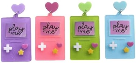 Blue Drop 80s Earrings Heart Cartoon Game Console Dangle Earrings-Green image 4