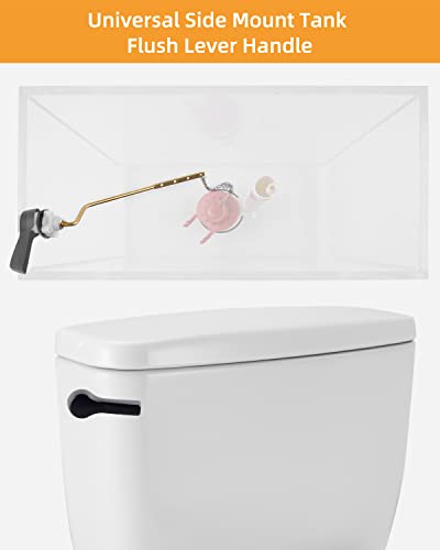 Image of Hibbent Universal Metal Side Mount Toilet Handle Kit, Matte Black | Solid Brass Toilet Flush Tank Lever with Stainless Steel Adjustable Flapper Chains, Side Tank Toilet Handle for Most Toilets