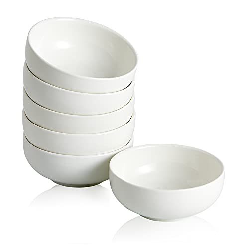 Swuut Bol à Pincettes Lot de 6 en Céramique de 7cm Pour,Préparation Culinaire 70ml Mini Sauce, Sharcuterie, Sauce Soja (Blanc)