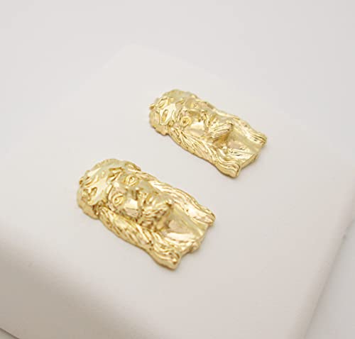 Men's 10K Yellow Gold Jesus Earrings Jesus Face 0.5 in x 0.35 in2