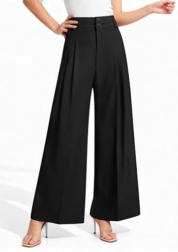 PRETTYGARDEN High-Waist Wide-Leg Palazzo Pants (Black) — view 3