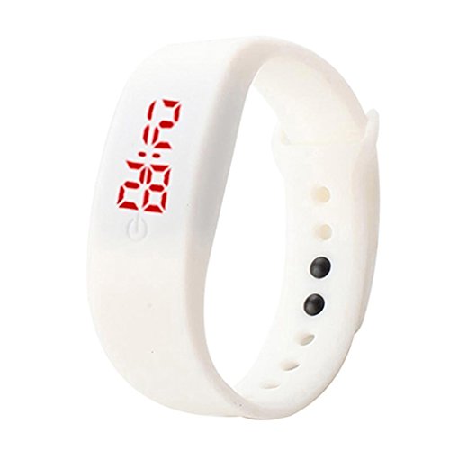 Montre de sport Brussels08 avec bracelet en silicone - Affichage digital LED - Unisexe, blanc, moyen
