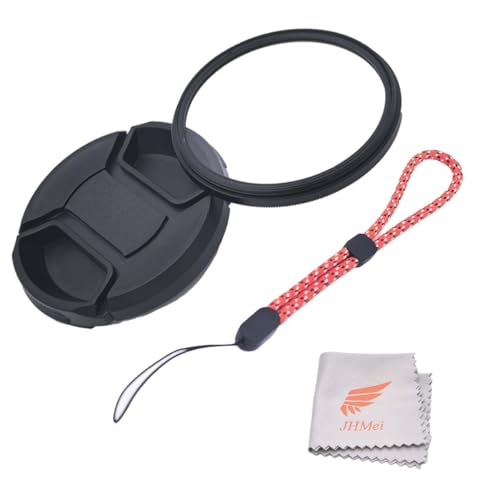 JHMei 55mm �����Y�L���b�v + UV�ی�t�B���^�[�Z�b�g | �����h�~�X�g���b�v�A�N���[�j���O�N���X�t���ANikon D3500 D5600�ASony ��6400 ��6000�ȃt�B���^�[�a�̃����Y�ɑΉ� (55mm)