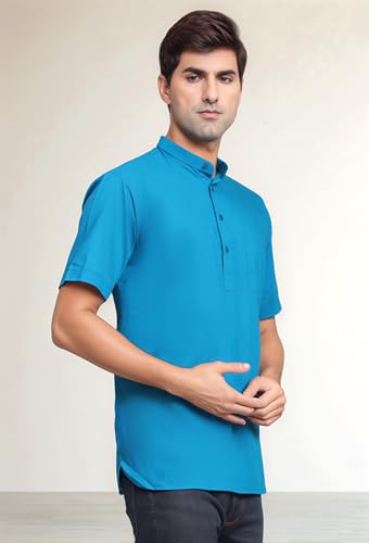 Image of SKAVIJ Men's Cotton Tunic Casual Short Kurta Top Regular Fit