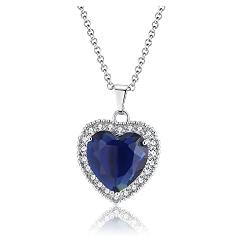 Yifnny Heart of the Ocean Necklace, Classic Titanic Heart of the Ocean Necklace Silver Plated Blue Heart Necklace Ocean Necklace for Women Heart Crystal Pendant Wedding Prom Jewellery (Blue) Cover