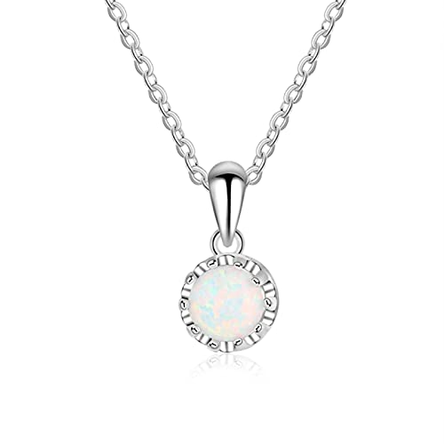 Collier pendentif fleurs argent 925 opale blanche ronde pour femme