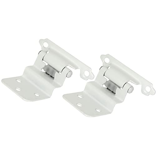 Laurey 28642 3/8-Inch Inset Face Mount Self-Closing Cabinet Hinge, White,2-Pack