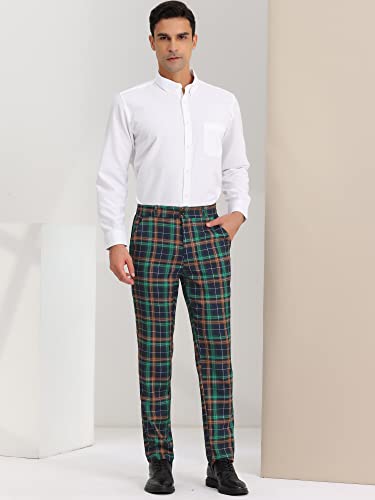 Lars Amadeus Men's Business Plaid Lightweight Regular Fit Flat Front Checked Pants3