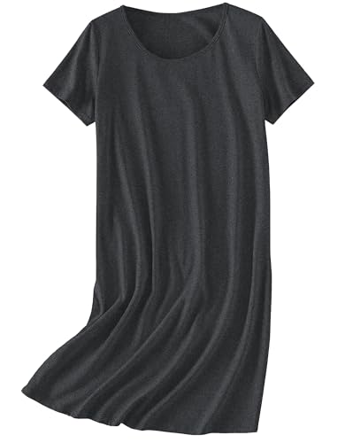 Image of Ekouaer Nightgowns for Women Cotton Sleepshirts Short Sleeve Nightshirt Tshirt Night Gown Casual Sleepdress Comfy Nightdress
