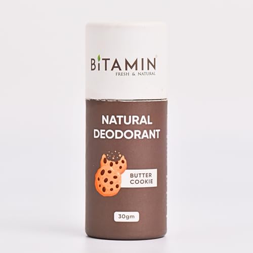 Image of Bitamin Natural Deodorant | India's First 5% Vitamin C Deodorant | Butter Cookie (Very Light Fragrance) | Vegan | Unisex Fragrance | NO Aluminium, Parabens, Alcohol - 30 g (Butter Cookie), Cream