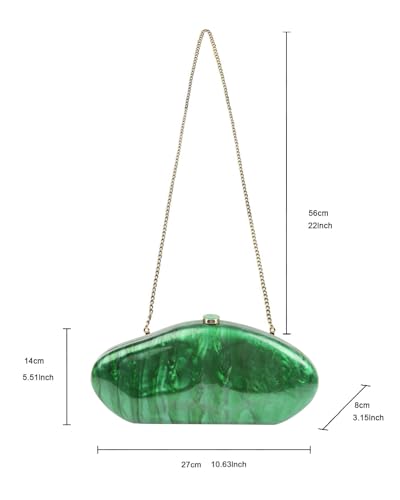 Image of Acrylic Silver Evening Clutch Purse for Women, Wedding Guest Clutch Metal Chain Shoulder Crossbody Bag