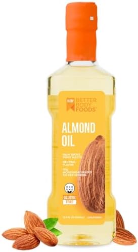 BetterBody Foods Refined Almond Oil 16.9 Fl Oz, High Heat, Neutral Flavor