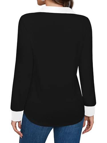 Womens Tops Dressy Casual Long Sleeve Business Casual Blouses V Neck Collared Work Tops Shirts 2025 Fall Trendy3