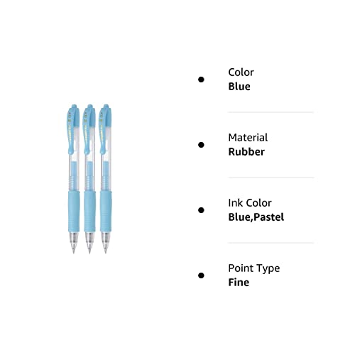 Pilot G2 Retractable Pastel Gel Ink Rollerball Pens, Fine Point 0.7Mm, Blue, 3 Count #TOP1