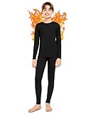 SIMIYA Thermounterwäsche Kinder Fussball Skiunterwäsche Kinder Atmungsaktive Funktionsunterwäsche Sportunterwäsche Jungen Thermo Unterwäsche für Training Ski Radsport (Schwarz,140)