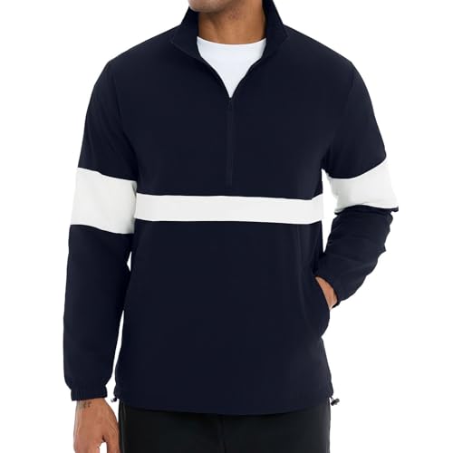 Image of EDITCOZY Men's Lightweight Quarter Zip Pullover Casual Windbreaker for Running Golf Jackets with 3 Pockets