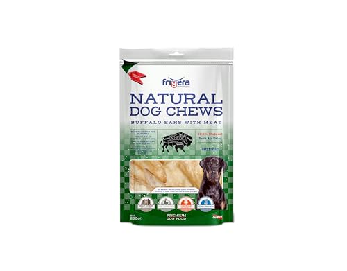 Frigera Büffelohren mit Muschel 250g – Natürliche, Proteinreiche Leckerlis für Hunde, Gluten- und Getreidefrei, Hochwertige Hundesnacks ohne Zusatzstoffe