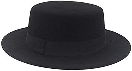 ASTRQLE Classic Black Fashion Fedora Flat Hat Elegant Jazz Hats Brim Church Derby Cap ()