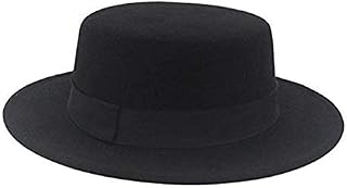 Classic Black Fashion Fedora Flat Hat Elegant Jazz Hats Brim Church Derby Cap ()
