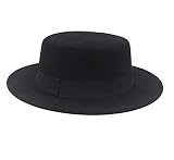 ASTRQLE Classic Black Fashion Fedora Flat Hat Elegant Jazz Hats Brim Church Derby Cap ()
