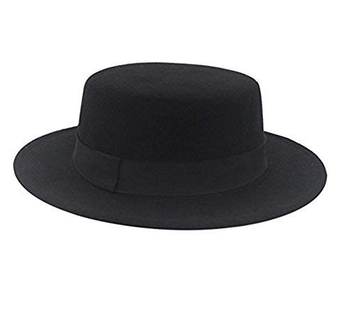 Astrqle Classic Black Fashion Fedora Flat Hat Elegant Jazz Hats Brim Church Derby Cap () #TOP3