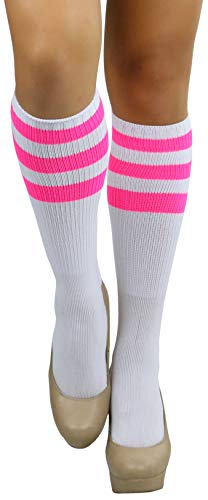 Image of ToBeInStyle Women's Premium Below Knee Athletic Socks w /Contrasting Wide Stripes