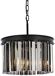 Elegant Lighting Sydney Collection 1208D16MB-SS/RC 3-Light Pendant Lamp with Royal Cut Silver Shade Crystals, Mocha Brown Finish